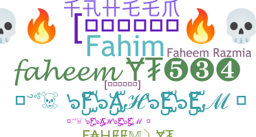 Přezdívka - Faheem